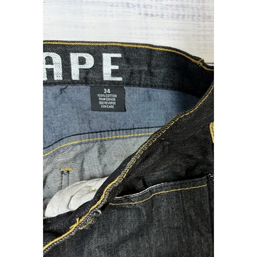 Red Ape Jeans Men's Size 34 X 34 Black Stone Wash Gold Accent Casual Y2K Vintage